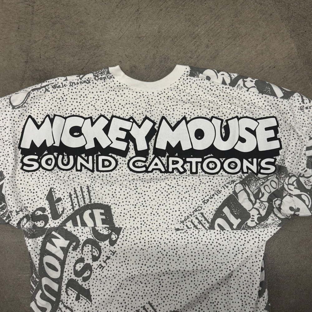 Disney Mickey Mouse Sound Cartoons Spirit Jersey Long Sleeve Shirt White Large
